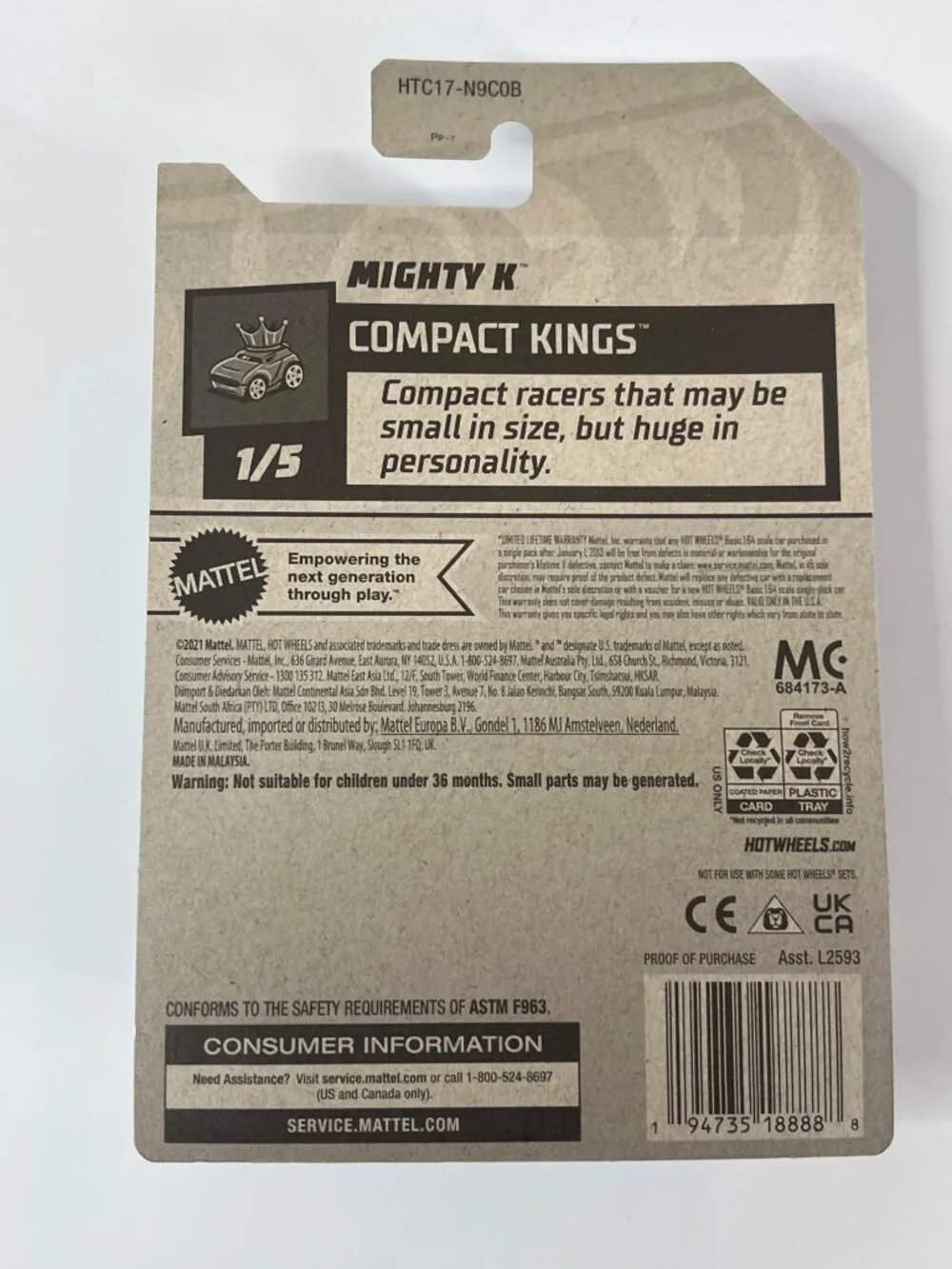 2024 Hot Wheels Mighty K Blue Compact Kings 21/250 Mainline NOC